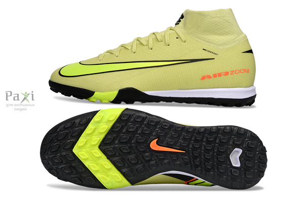 Сороконожки футбольные для детей Nike Air Zoom Superfly IX TF желтые 553 фото