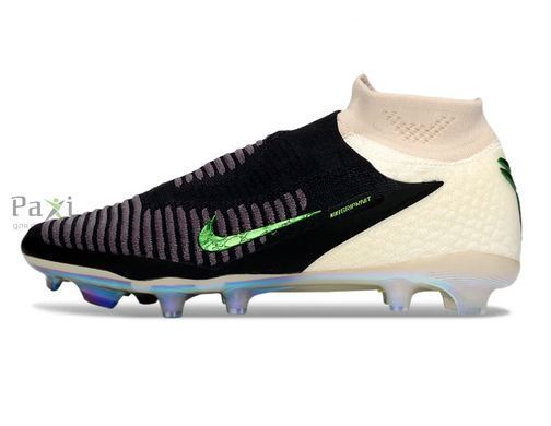 Футбольные бутсы без шнурков Nike Phantom 6 High Elite FG Firm Ground черно-бежевые 1745 фото