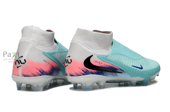 Детские Бутсы Футбольные без шнурков Nike Phantom GX 6 FG для игры на твердом поле голубые 564 фото