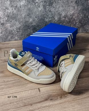 Кроссовки в стиле Adidas Forum 84 Low Beige/Blue Бежево-синие 1398 фото