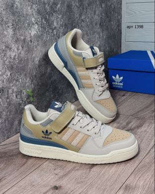 Кроссовки в стиле Adidas Forum 84 Low Beige/Blue Бежево-синие 1398 фото
