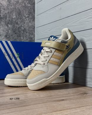 Кроссовки в стиле Adidas Forum 84 Low Beige/Blue Бежево-синие 1398 фото