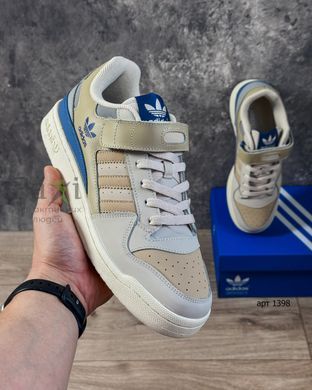 Кроссовки в стиле Adidas Forum 84 Low Beige/Blue Бежево-синие 1398 фото