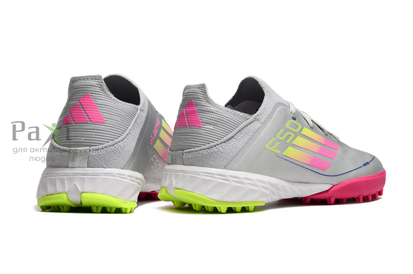 Футбольная обувь для детей Adidas F50 TF для искусственного покрытия серые F-556 фото